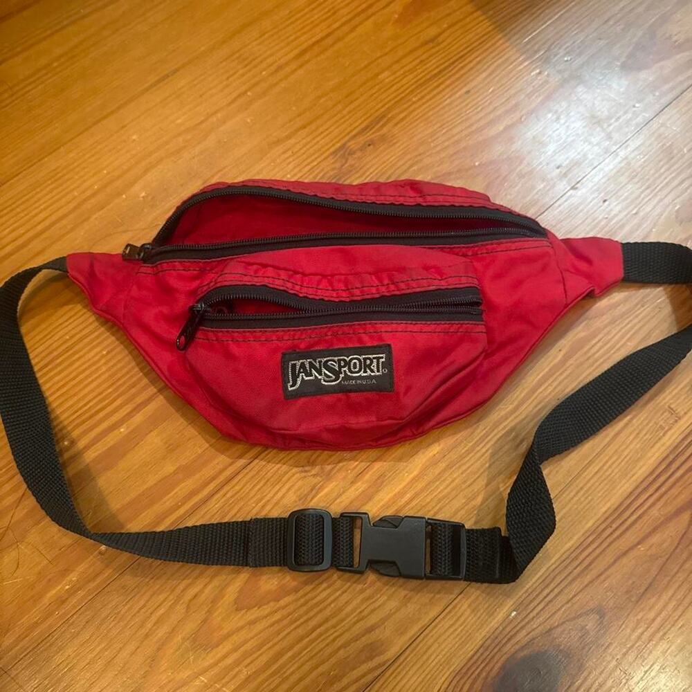 Vintage JanSport Red Fanny Pack Made in USA 90s Waist Bag Hip Pack